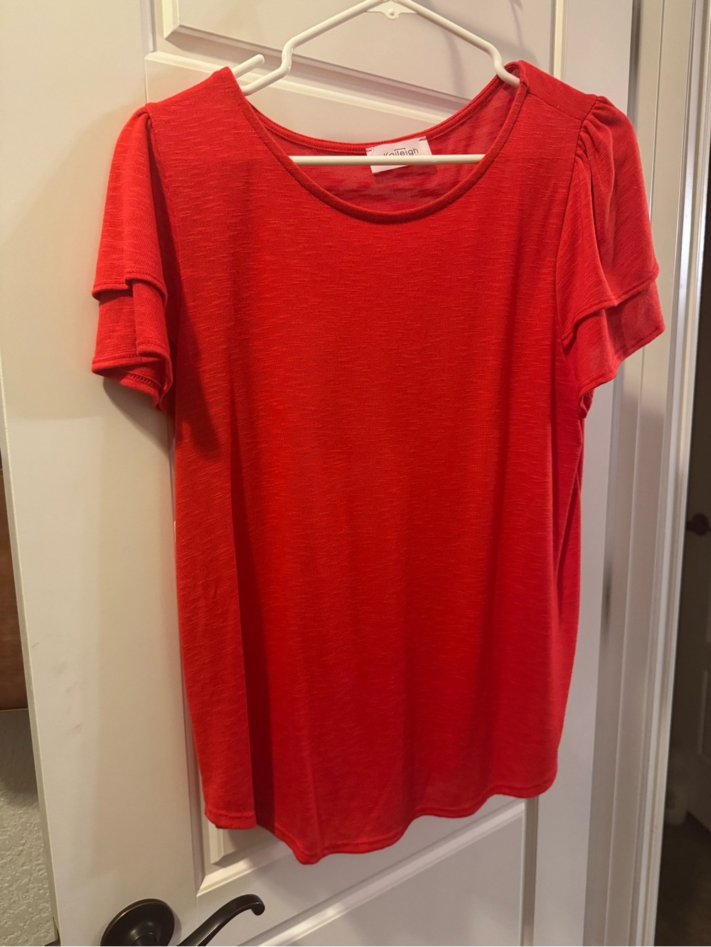 Kaileigh Red Short Sleeve Ruffle Top